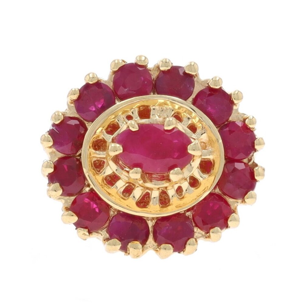 Richard Klein Ruby Slide Charm - Yellow Gold 14k Oval & Round 1.79ctw Floral
